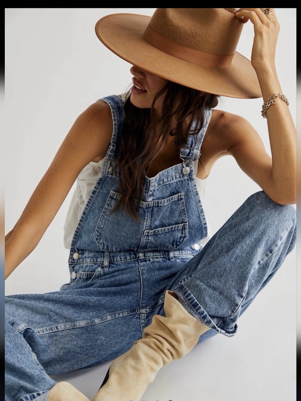 Free People We The Free Straight Leg Denim Overalls Women's Size XS